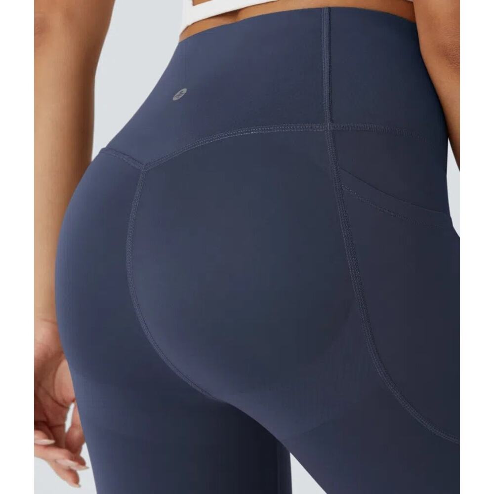 Sz Med HALARA Navy Tummy Control Full Length Butt-Lift Pocket Active Leggings - Picture 4 of 6